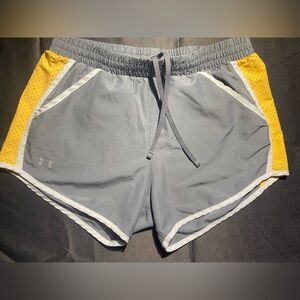 Under Armour Women's Gray and Yellow Athletic Shorts